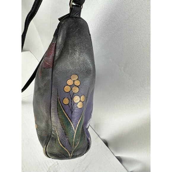 Anuschka Hand-Painted Leather Medium Cross Body Bag Bird On a Branch - Picture 7 of 12